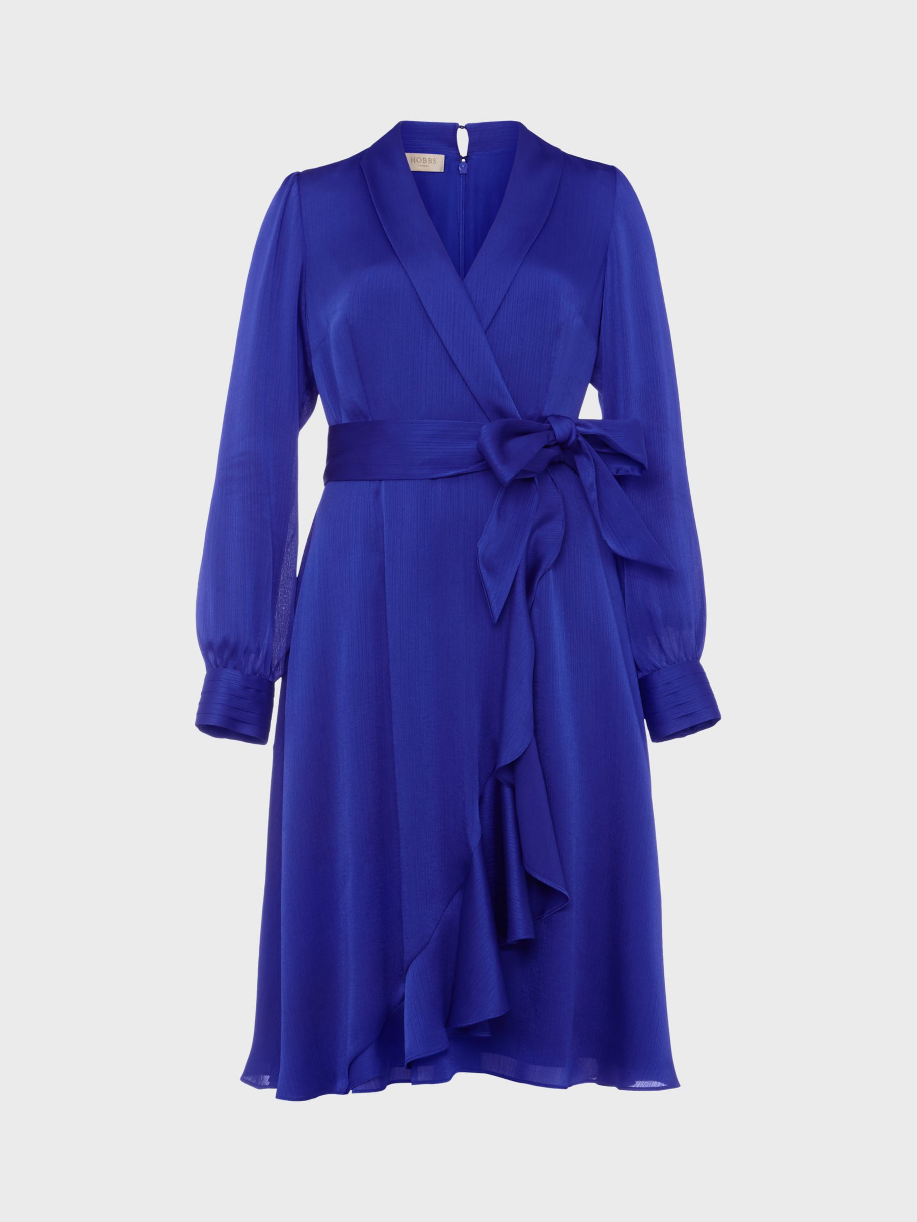 Hobbs Sally Plain Wrap Dress, Egyptian Blue at John Lewis & Partners
