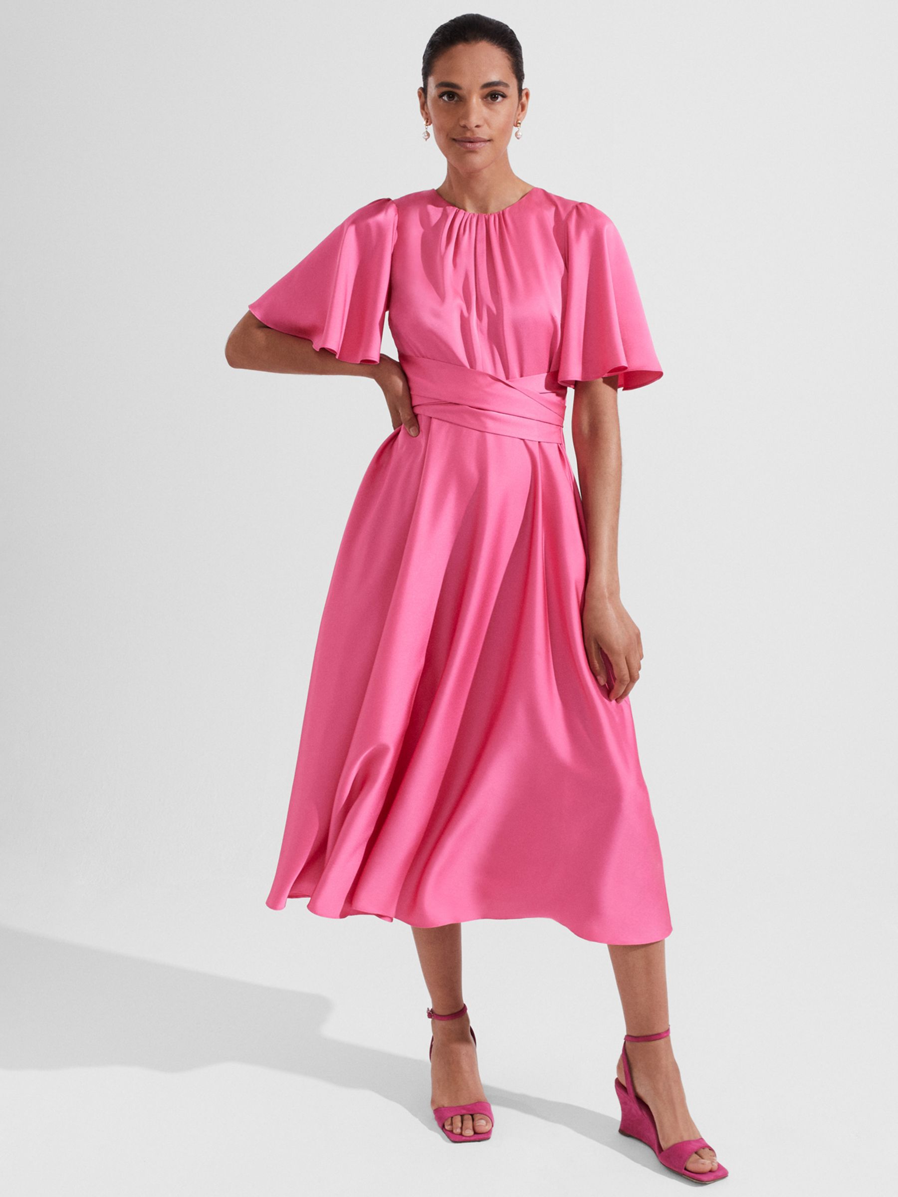 Hobbs Orelia Plain Dress, Party Pink, 8