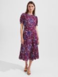 Hobbs Rochelle Floral Dress, Purple/Multi, Purple/Multi
