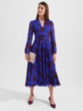 Hobbs Aurora Floral Dress, Blue/Burgundy