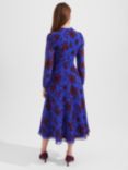 Hobbs Aurora Floral Dress, Blue/Burgundy