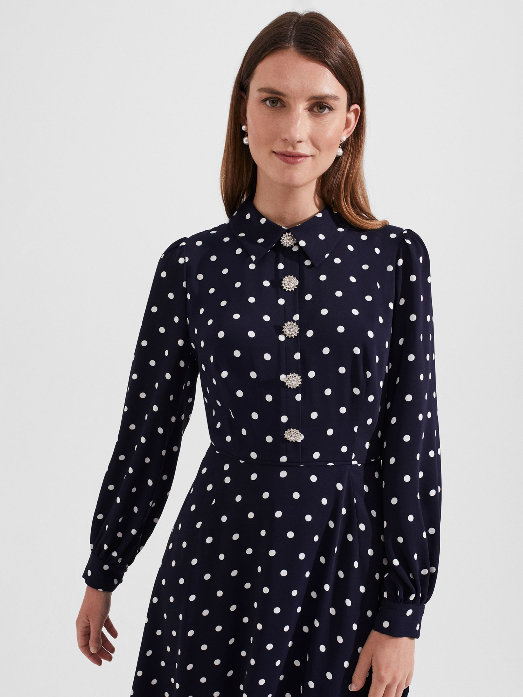 Buy Hobbs Ayla Polka Dot Dress, Navy/Ivory Online at johnlewis.com