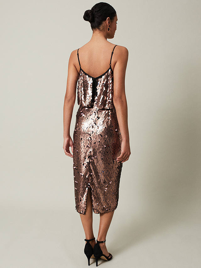 Phase Eight Myka Sequin Tiered Dress, Bronze