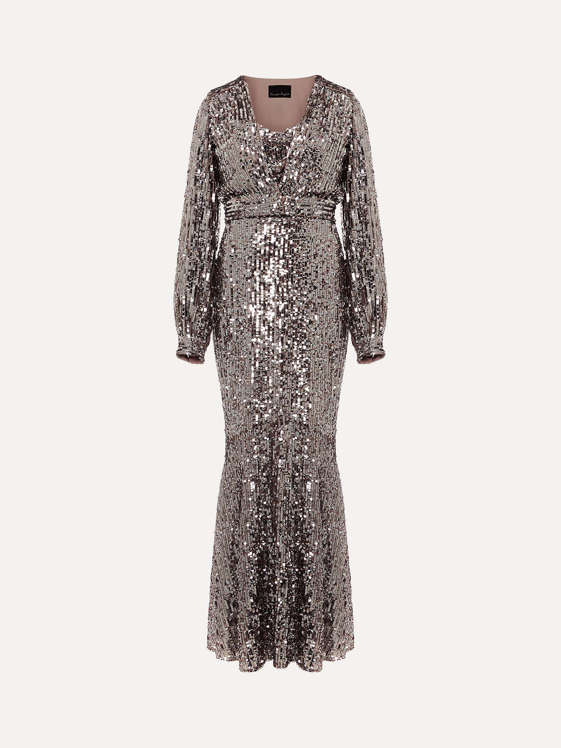 Buy Phase Eight Thalia Sequin Maxi Dress with Cover Up, Silver Online at johnlewis.com