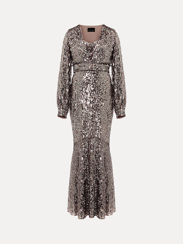Phase Eight Thalia Sequin Maxi Dress with Cover Up, Silver
