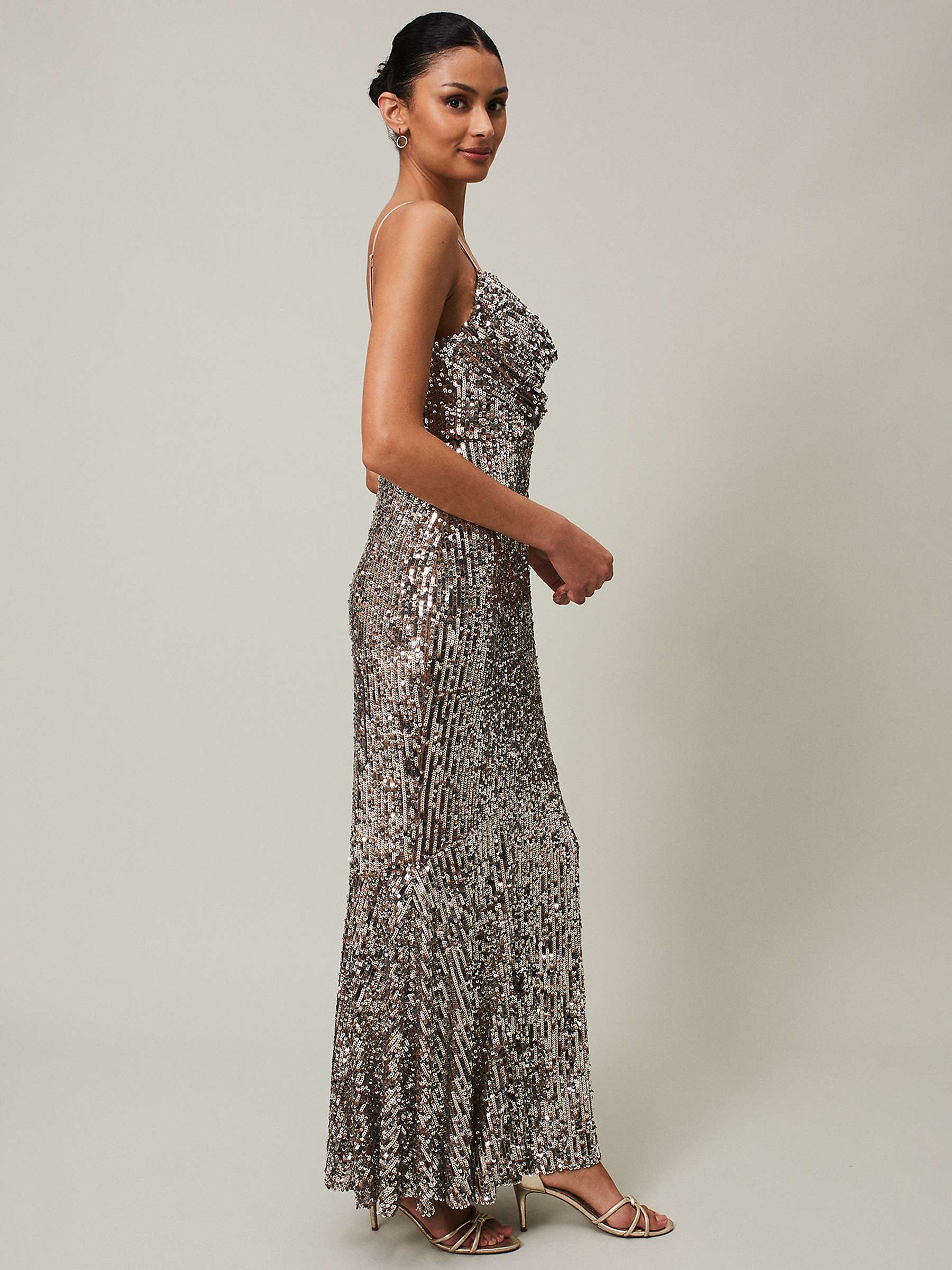 Buy Phase Eight Thalia Sequin Maxi Dress with Cover Up, Silver Online at johnlewis.com