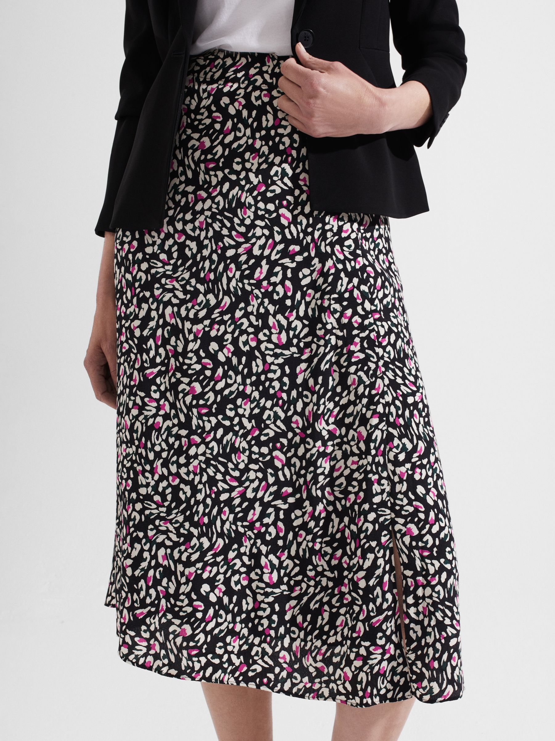 Buy Hobbs Annette Floral Skirt, Black Online at johnlewis.com