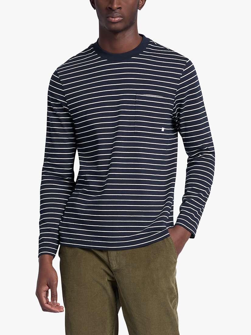 Buy Farah Lungara Regular Fit Stripe Organic Cotton T-Shirt, True Navy Online at johnlewis.com