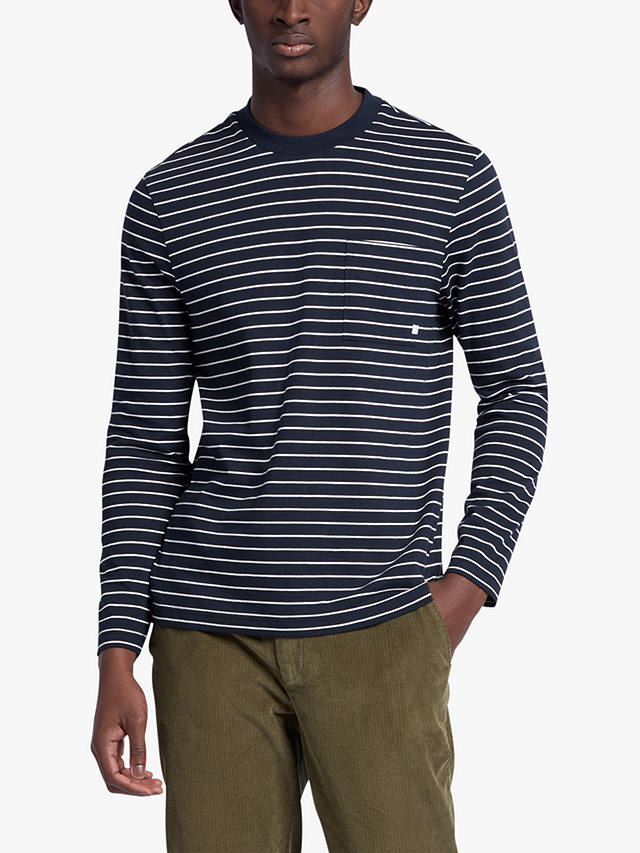 Farah Lungara Regular Fit Stripe Organic Cotton T-Shirt, True Navy