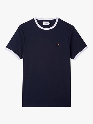 Farah Groves Organic Cotton Short Sleeve Ringer T-shirt, True Navy 