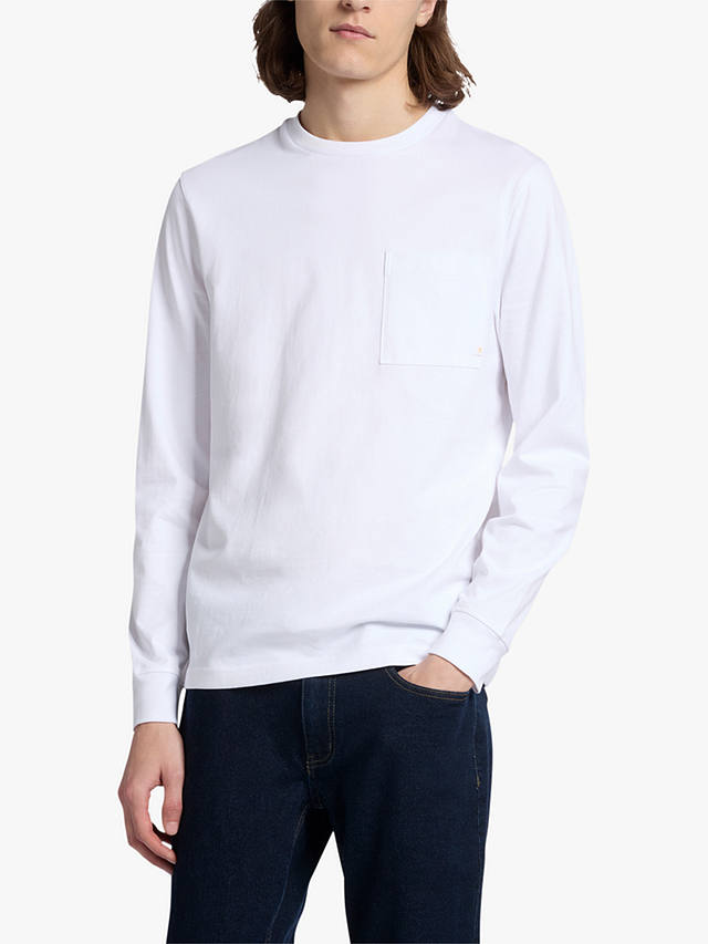 Farah Burt Long Sleeve Organic Cotton T-Shirt, White