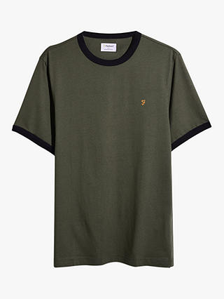 Farah Groves Organic Cotton Short Sleeve Ringer T-shirt, Olive Green