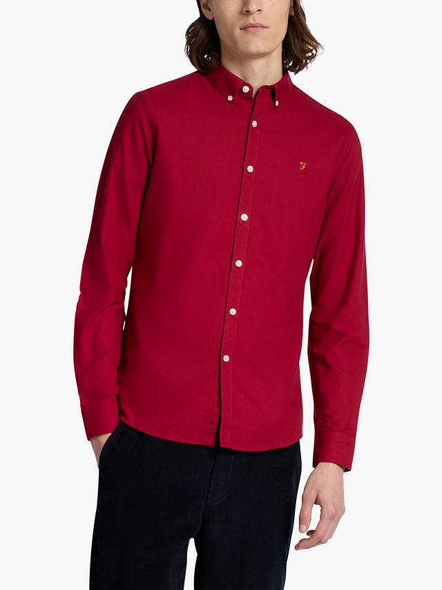 Farah Brewer Slim Fit Organic Cotton Oxford Shirt, Warm Red