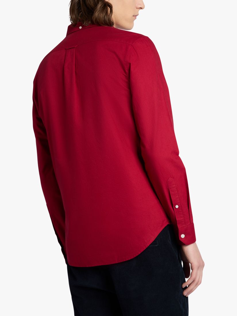 Farah Brewer Slim Fit Organic Cotton Oxford Shirt, Warm Red, L