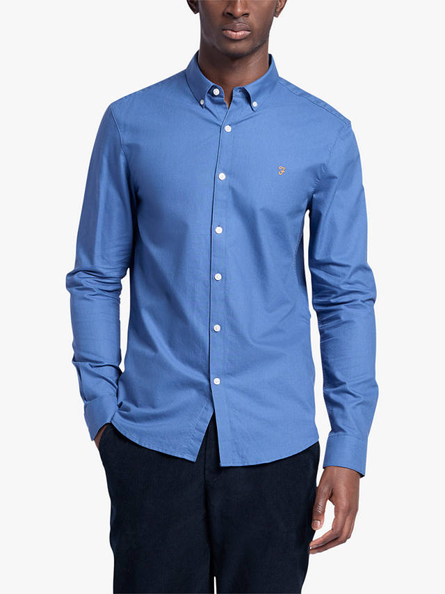 Farah Brewer Slim Fit Organic Cotton Oxford Shirt, Steel Blue