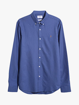 Farah Brewer Slim Fit Organic Cotton Oxford Shirt, Steel Blue