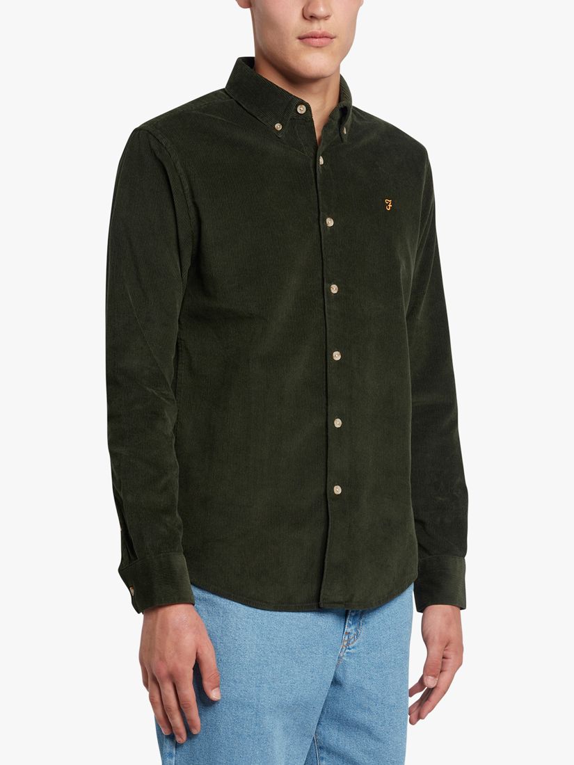 Farah Bowery Casual Fit Organic Cotton Shirt, Archive Olive Green at ...