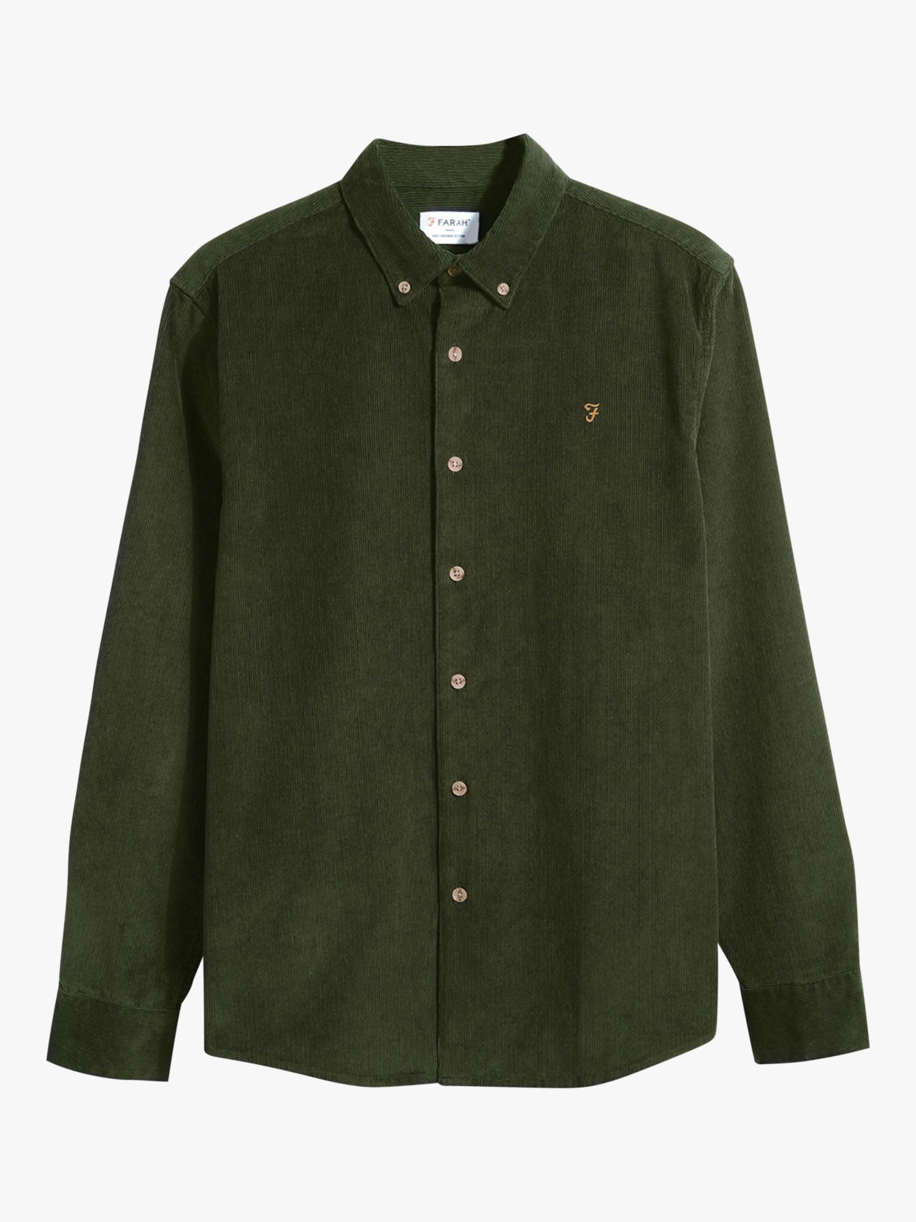 Farah Bowery Casual Fit Organic Cotton Shirt, Archive Olive Green, S