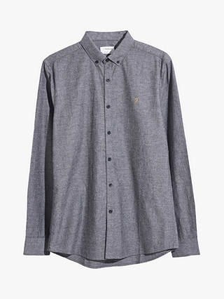 Farah Steen Slim Fit Organic Cotton Oxford Shirt, Gravel Marl