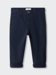 Mango Baby Cotton Blend Chino Trousers, Navy