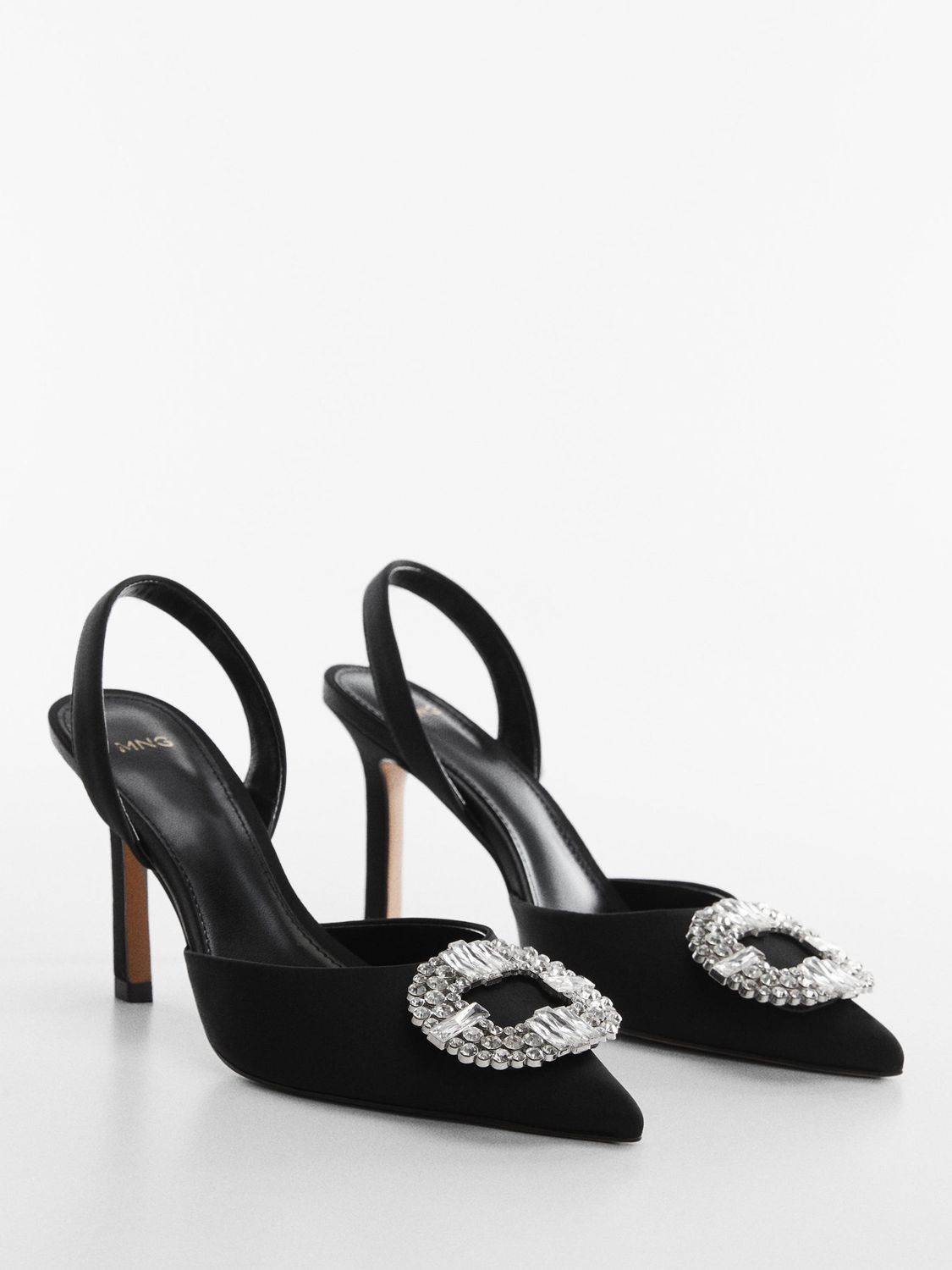 Mango Mirtha Diamante Court Shoes, Black at John Lewis & Partners