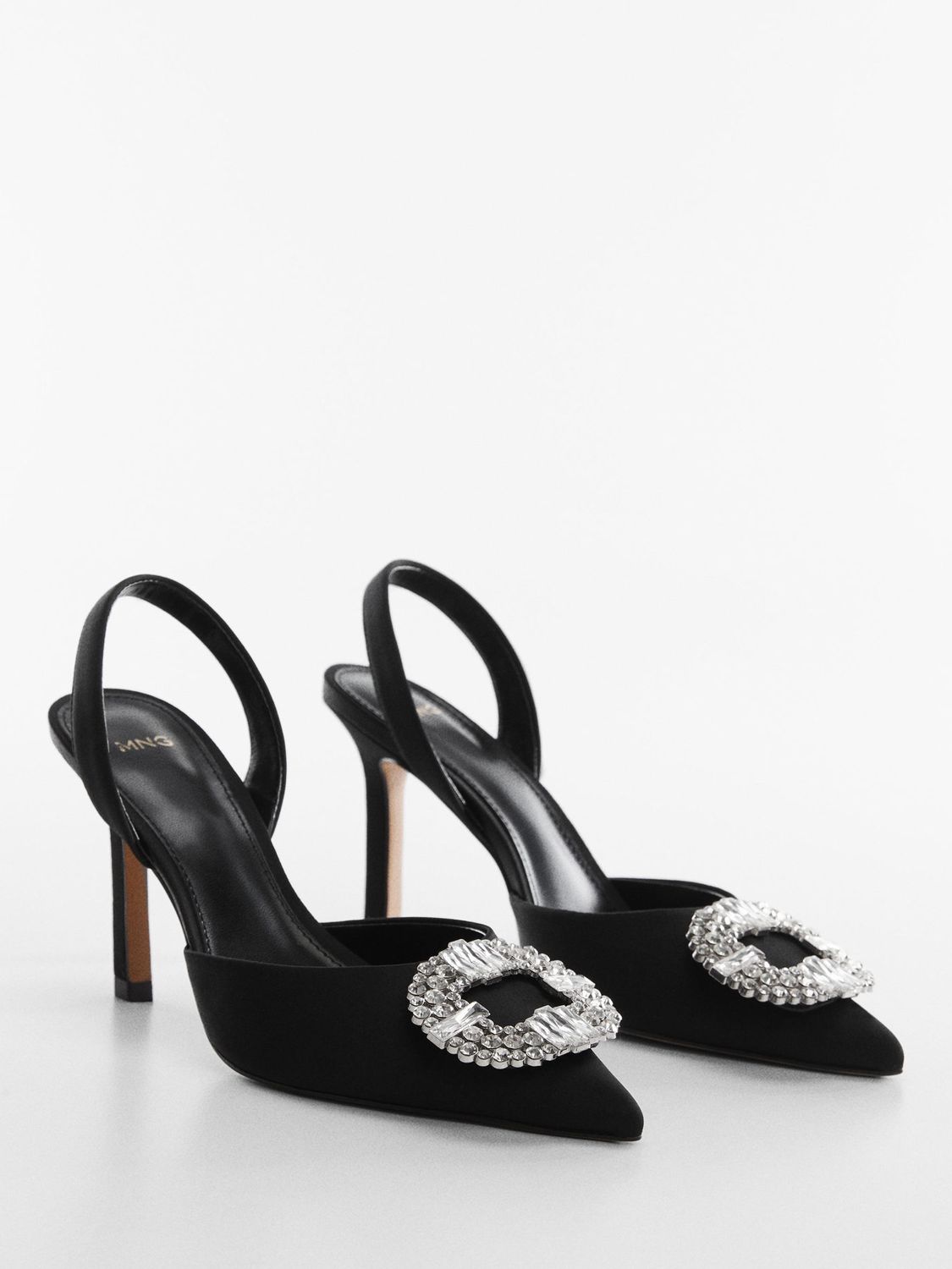 Mango Mirtha Diamante Court Shoes, Black