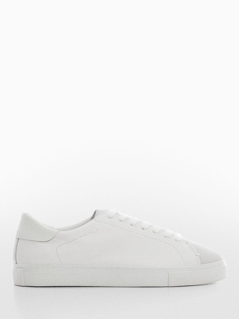 Buy Mango Base Low Top Leather Trainers, White Online at johnlewis.com