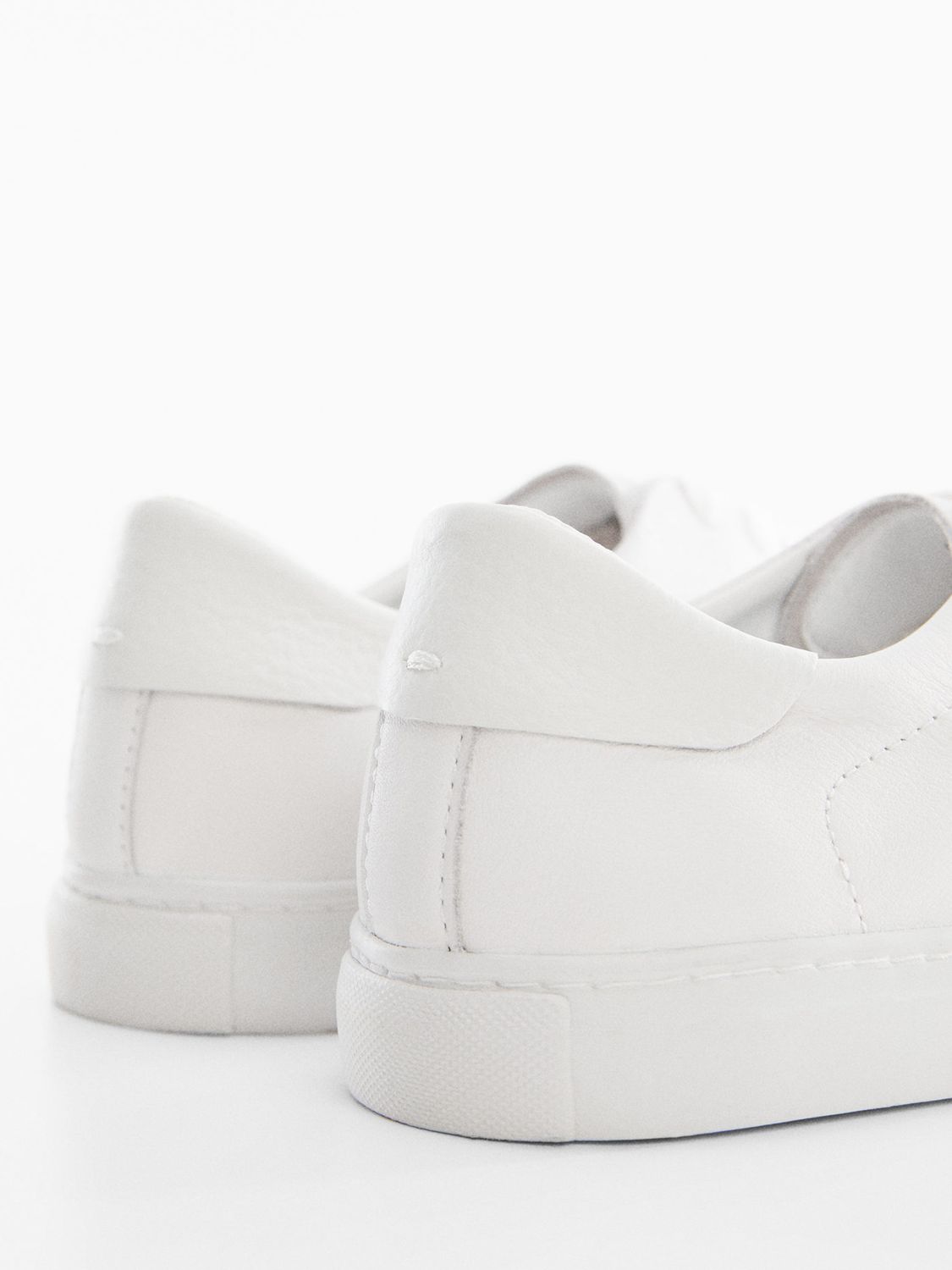 Mango Base Low Top Leather Trainers, White at John Lewis & Partners