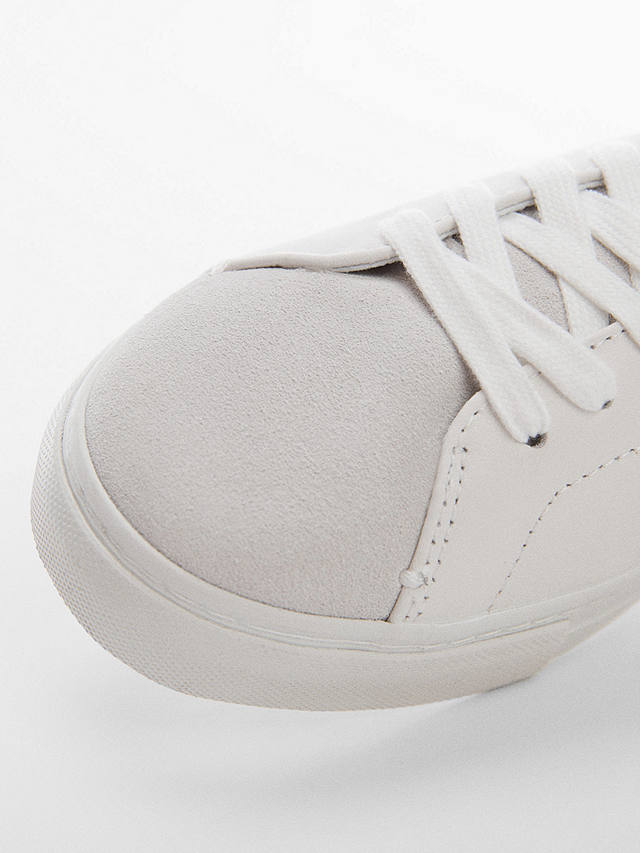 Mango Base Low Top Leather Trainers, White at John Lewis & Partners