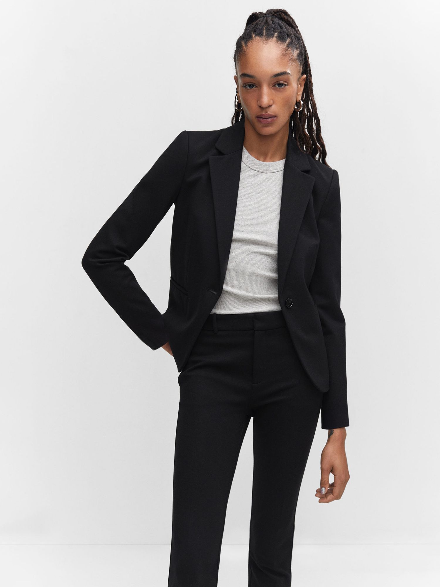 Mango Paloma Fitted Blazer, Black at John Lewis & Partners