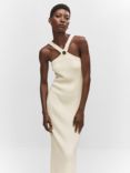 Mango Thiago Knitted Halterneck Midi Dress, Off White, Off White