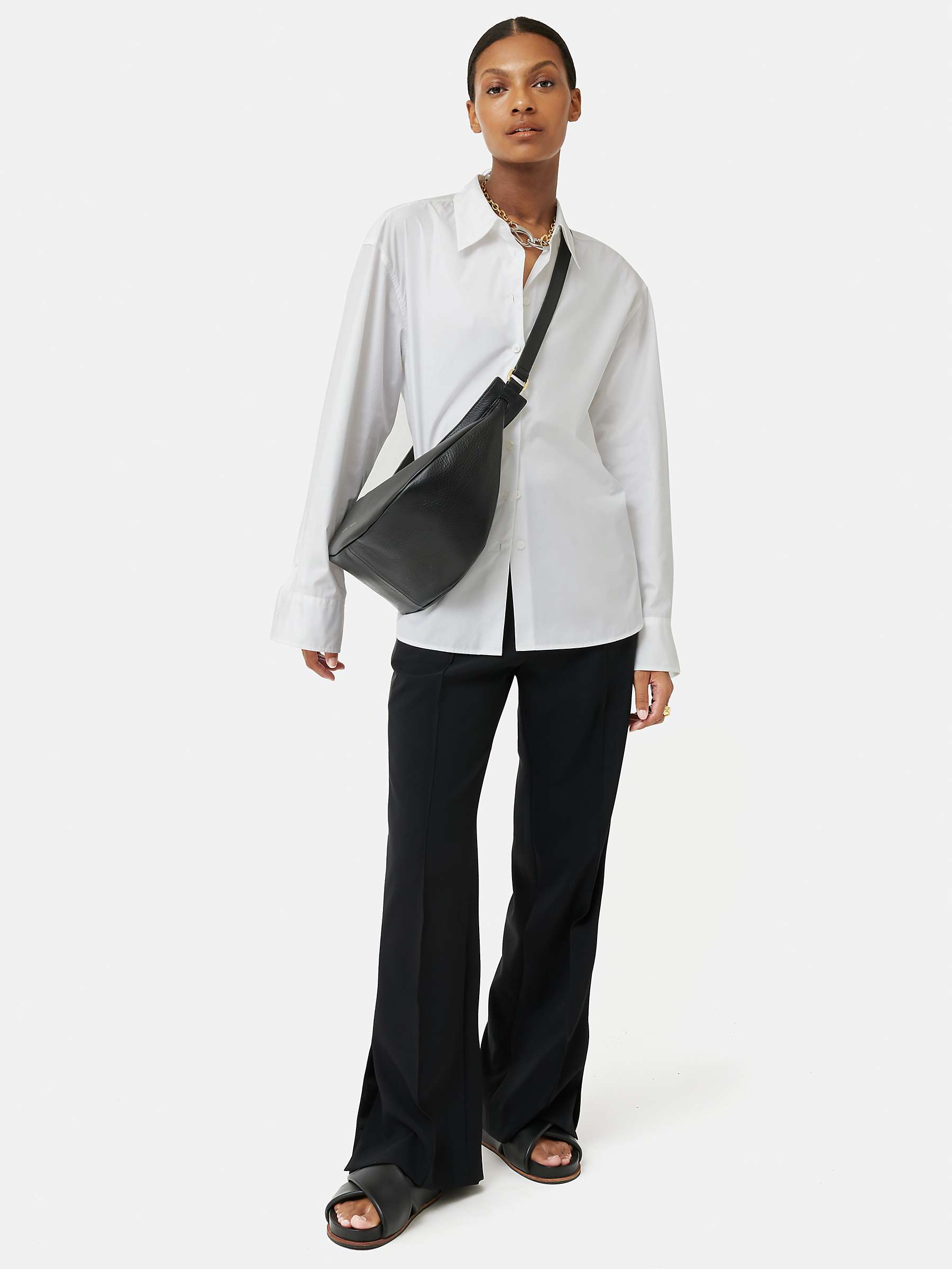 Buy Jigsaw Melbury Soft Leather Slouchy Shoulder Bag, Black Online at johnlewis.com