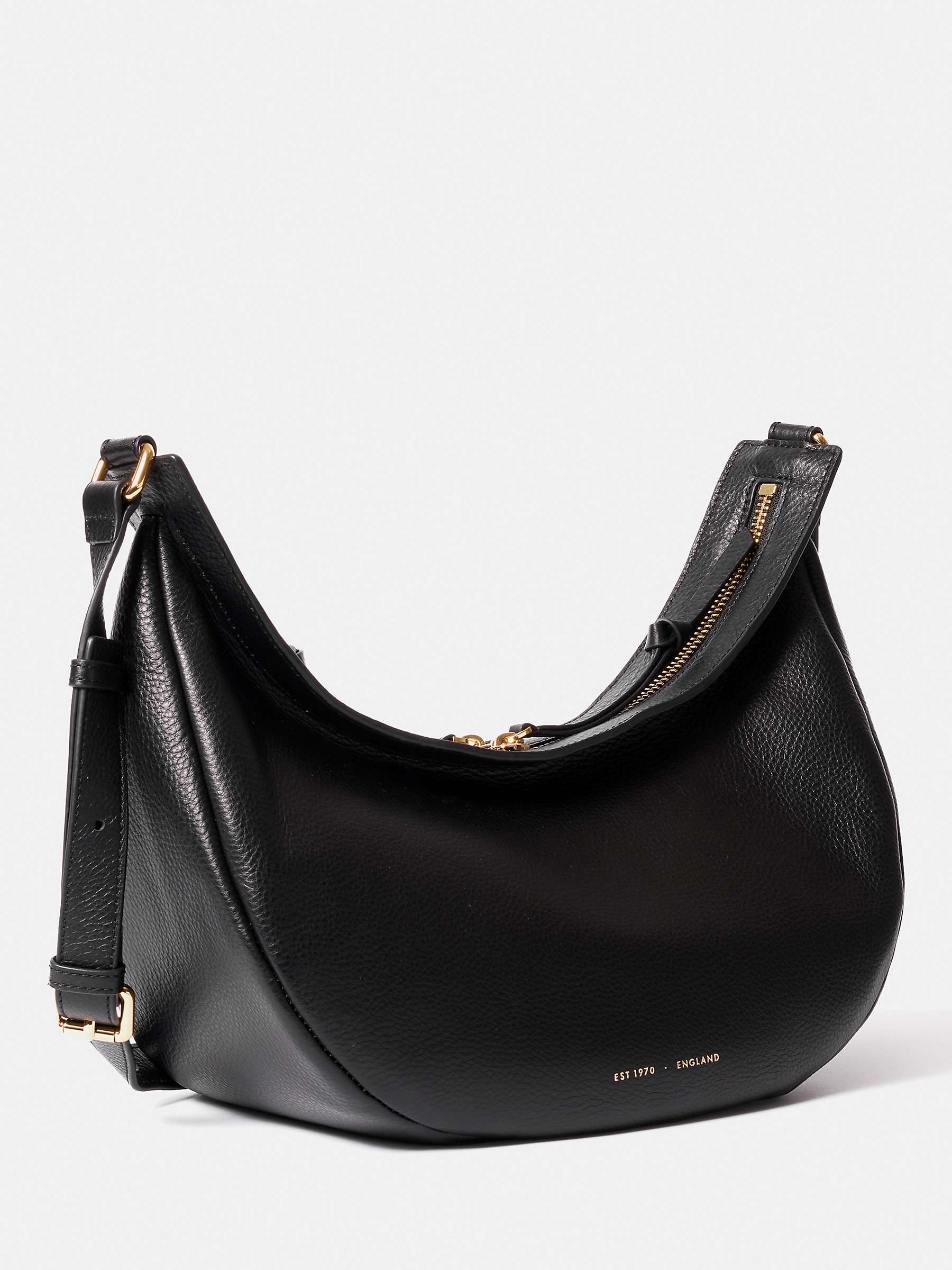 Buy Jigsaw Melbury Soft Leather Slouchy Shoulder Bag, Black Online at johnlewis.com