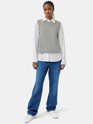 Jigsaw Cotton Wool Blend Rib Knit Tank Top, Grey
