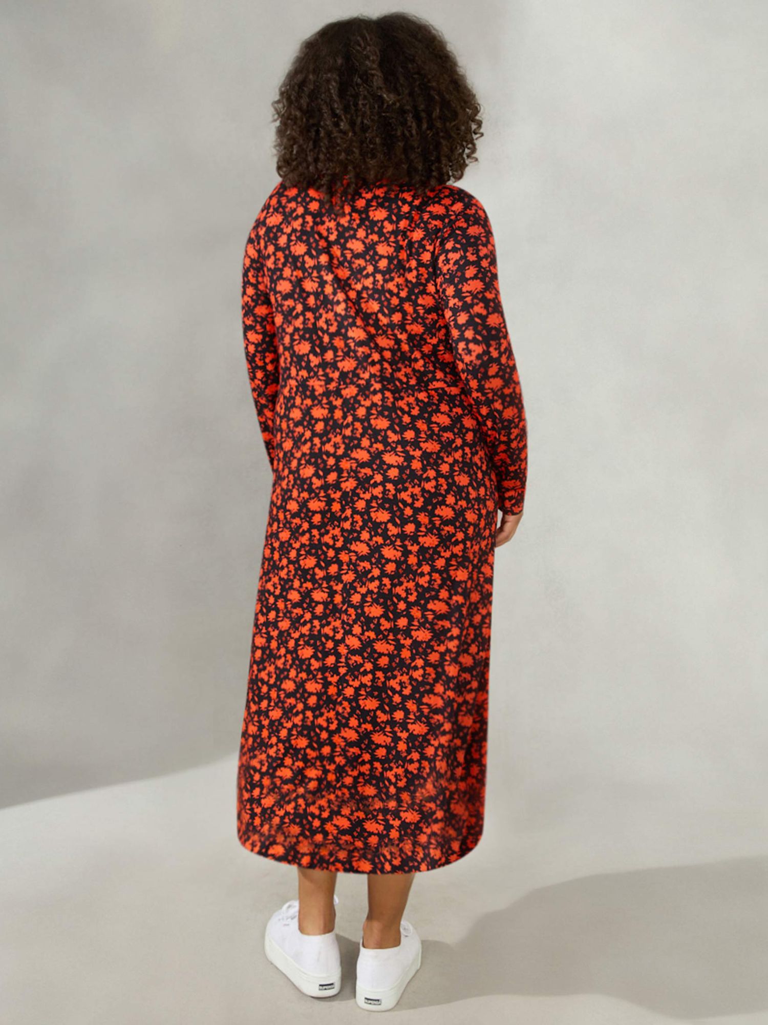 Buy Live Unlimited Curve Ditsy Print Swing Midi Dress, Red/Multi Online at johnlewis.com