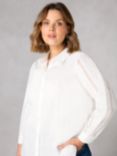 Live Unlimited Curve Crochet Trim Cotton Shirt, White