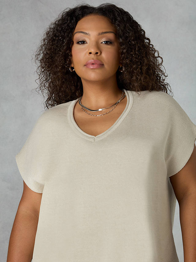 Live Unlimited Curve Cotton Blend Knitted Top, White Off White