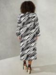Live Unlimited Curve Zebra Abstract Print Midi Wrap Dress, Black/White