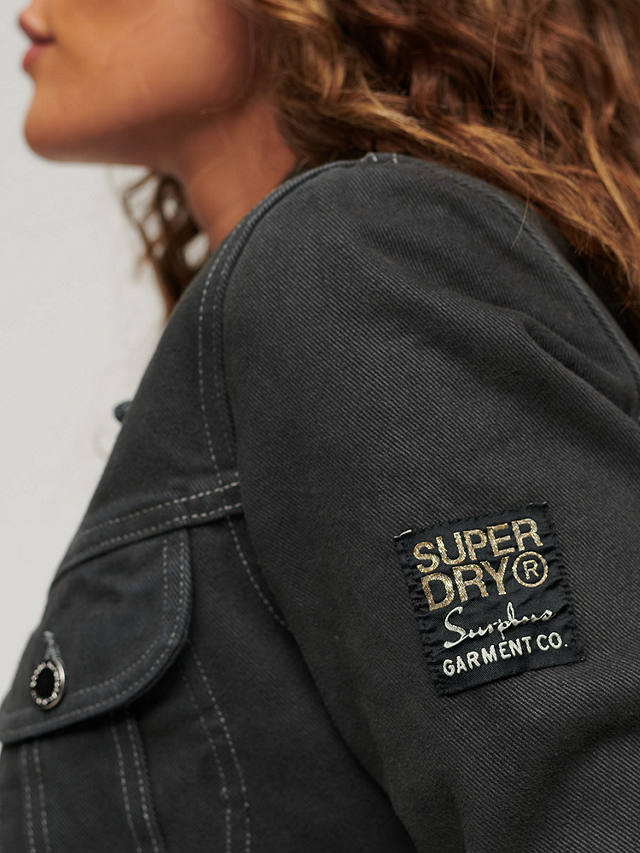 Superdry St Tropez Workwear Crop Jacket, Washed Black