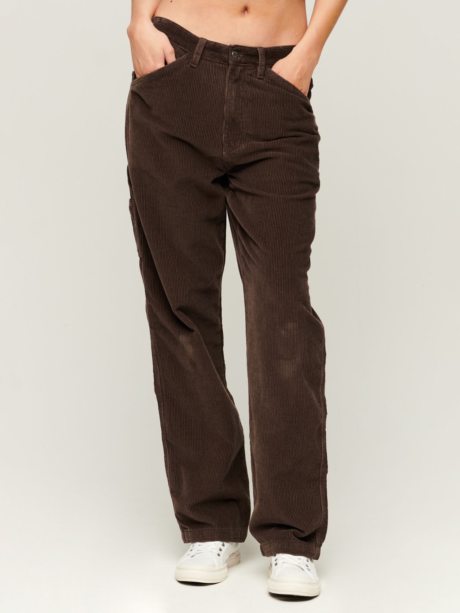 Superdry Cord Carpenter Trousers, Chocolate Brown at John Lewis & Partners