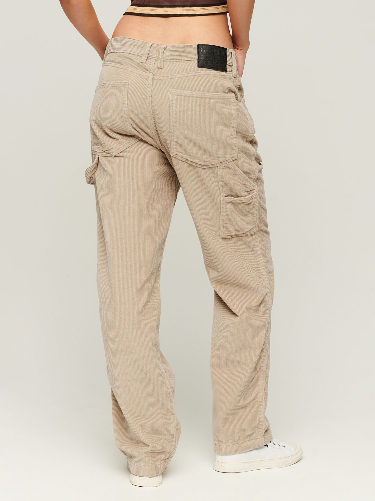 Superdry Cord Carpenter Trousers, Stone/Taupe Brown at John Lewis ...