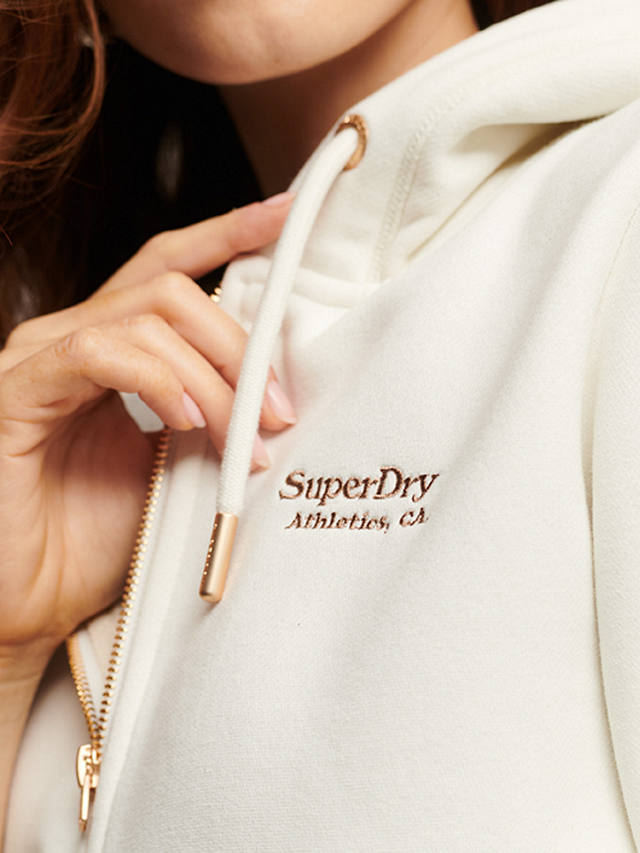 Superdry Essential Logo Zip Hoodie, Off White