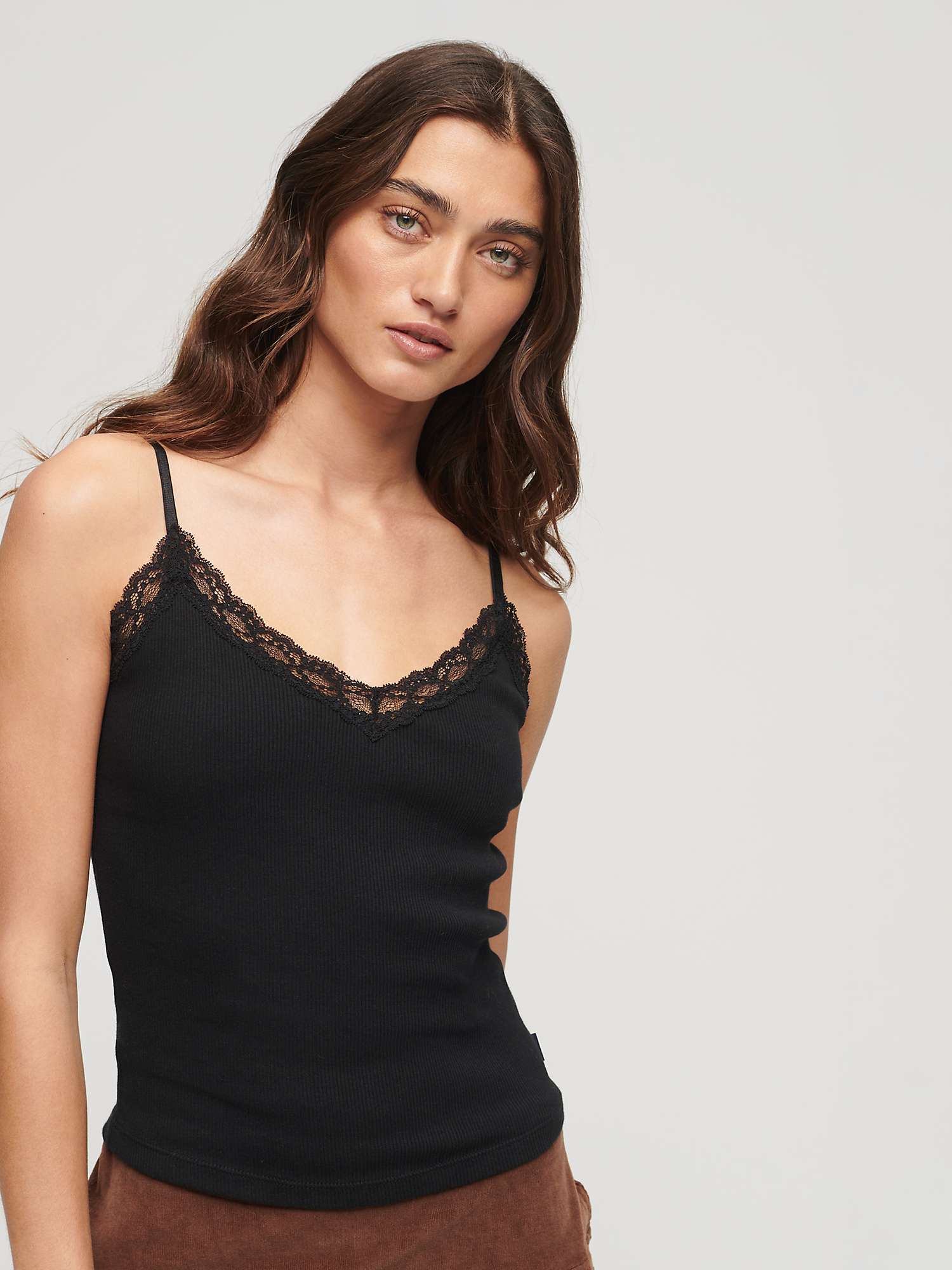 Buy Superdry Organic Cotton Vintage Rib Lace Cami Top Online at johnlewis.com