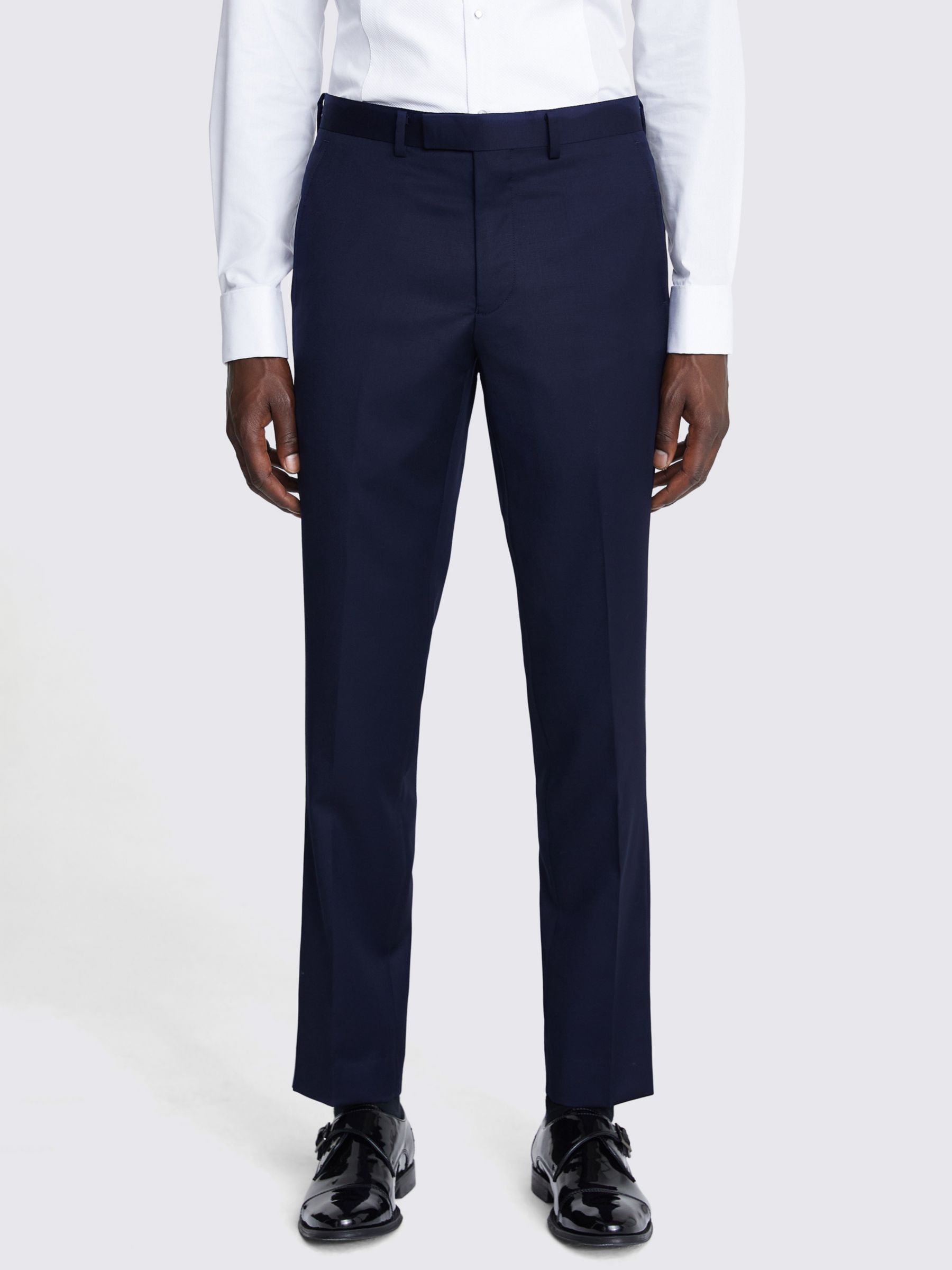 Moss Tailored Fit Wool Twill Trousers, Blue at John Lewis & Partners