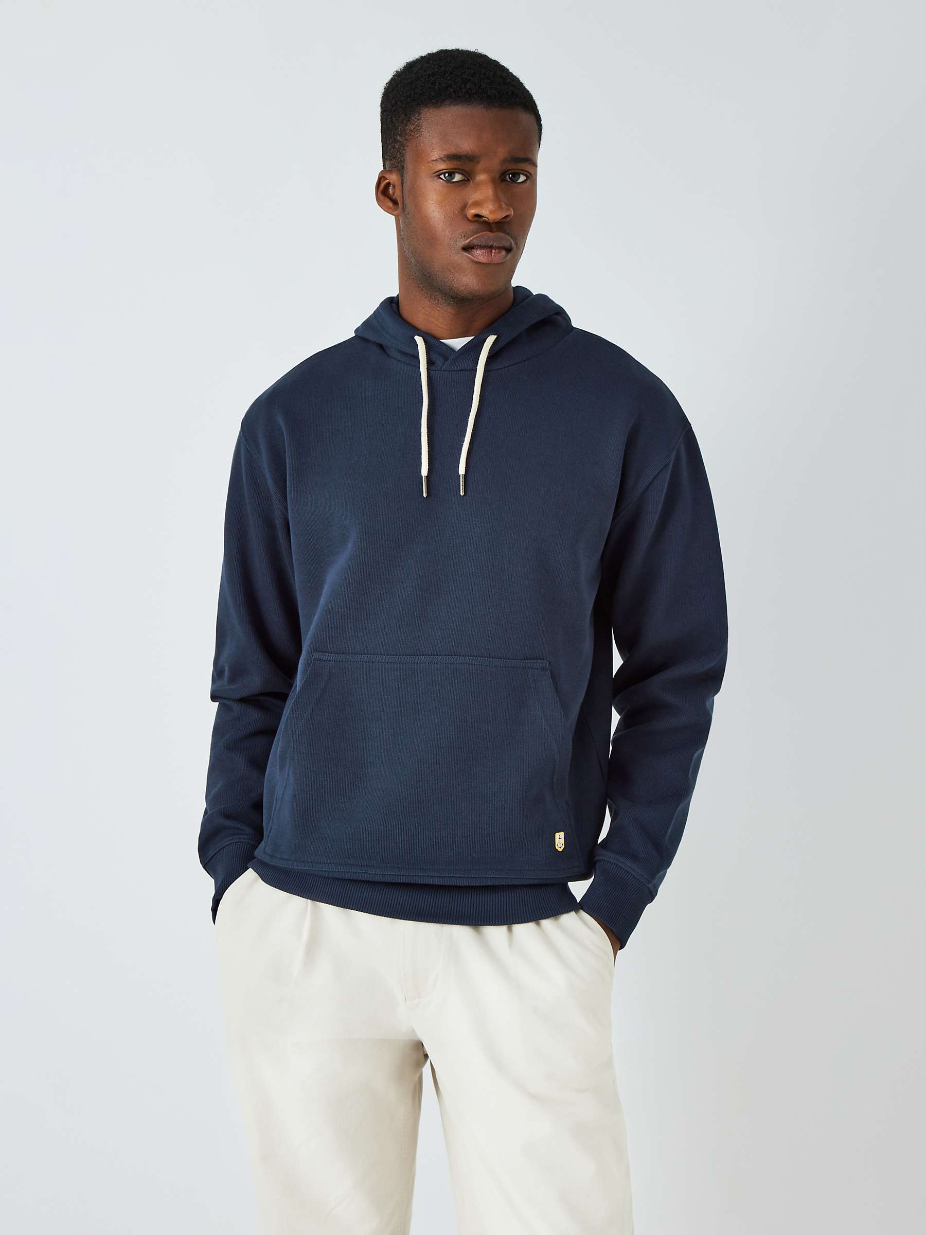 Armor Lux Long Sleeve Cotton Hoodie, Navy at John Lewis & Partners