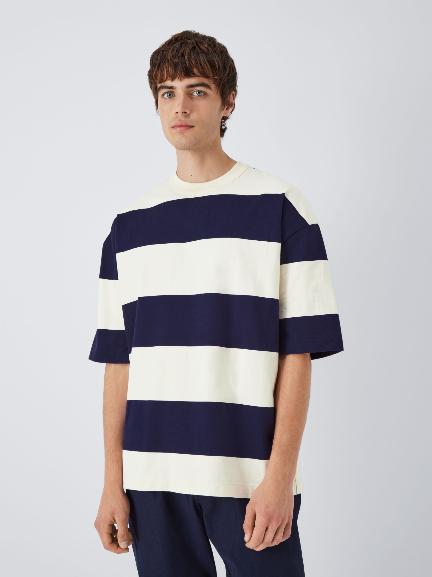 Armor Lux Striped Short Sleeve T-Shirt, White/Navy at John Lewis & Partners