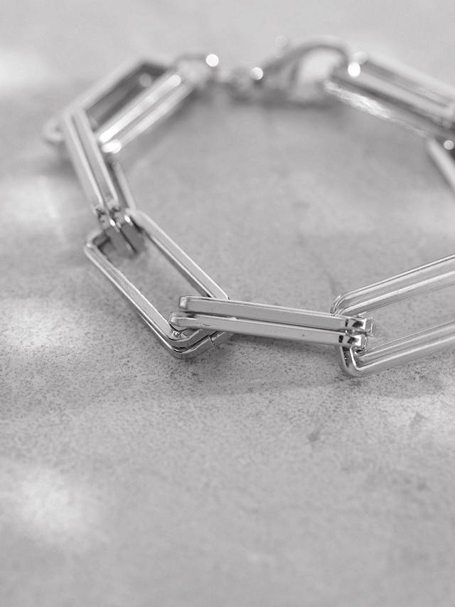 Mint Velvet Double Rectangle Link Chain Bracelet, Silver