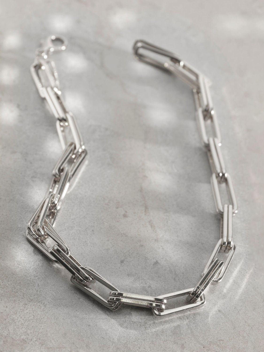Mint Velvet Double Rectangle Link Chain Necklace, Silver, One Size