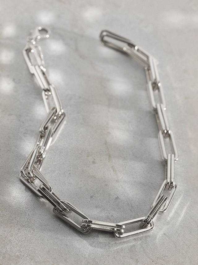 Mint Velvet Double Rectangle Link Chain Necklace, Silver