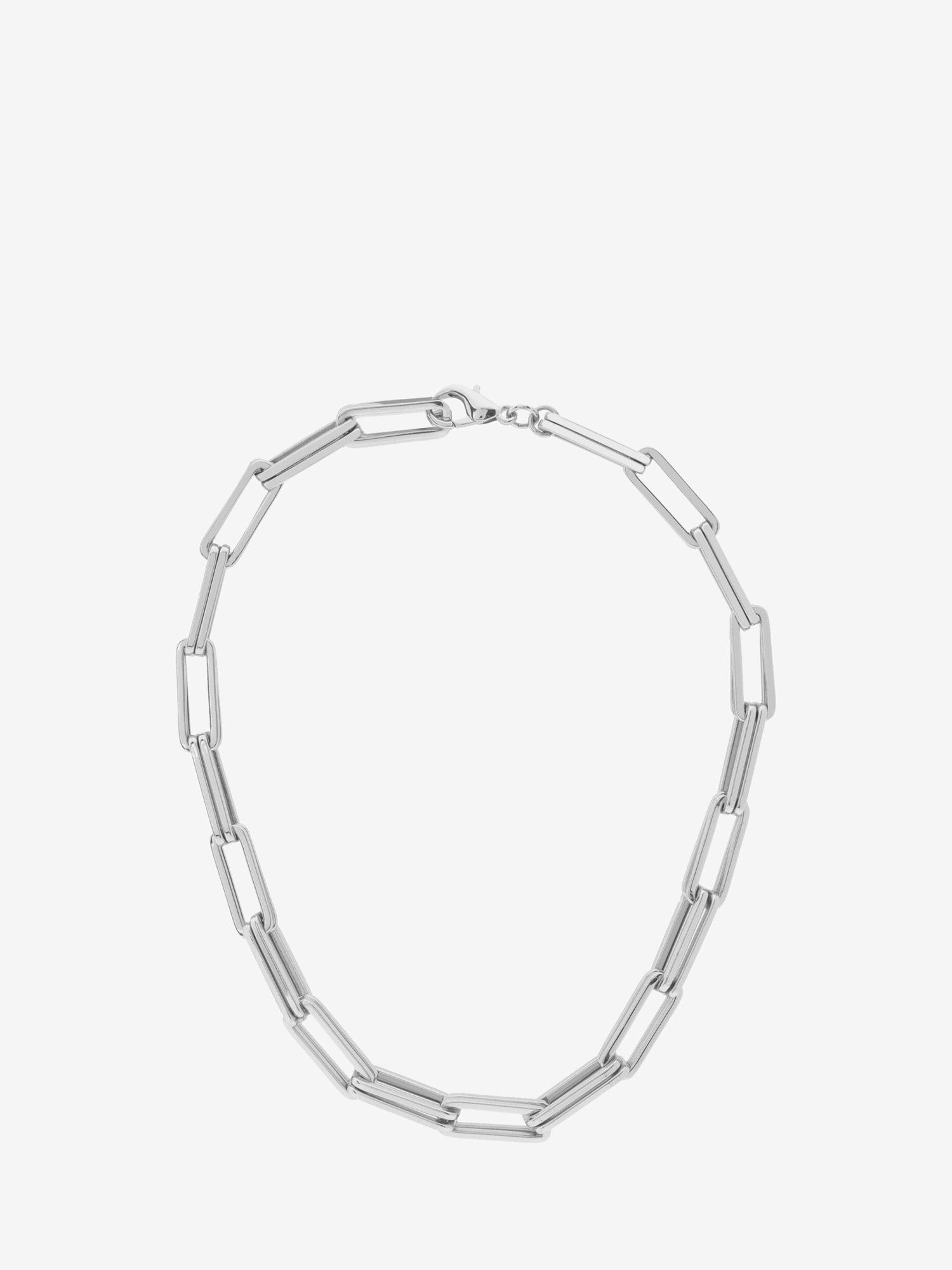 Mint Velvet Double Rectangle Link Chain Necklace, Silver, One Size